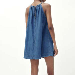 Factory direct, <b>loose</b>-<b>fitting</b> sleeveless patterned denim mini <b>dress</b> high-quality twill denim <b>dress</b> - Product Image 2