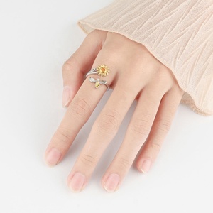 Wholesale 925 <strong>Sterling</strong> <strong>Silver</strong> Open Adjustable Size Rotating Spinner Relief Fidget <strong>Anxiety</strong> <strong>Ring</strong> for Women - Product Image 2
