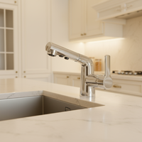 Robinet de cuisine moderne à poignée unique en laiton sans plomb, cartouche céramique, installation monotrou, douchette extractible magnétique – Meilleures ventes