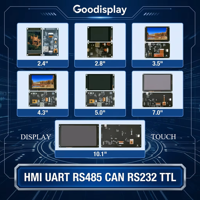 2.4" 2.8" 3.5" 4" 4.3" 5" 7" 10.1" 7 Inch Uart Lcd Display RS485 TTL RS232 Display Serial Port Display Hmi Touch Screen Panel