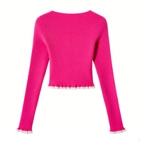 Cardigan court en maille boutonnée pour femme, design personnalisé, logo OEM, mode automne, ouverture sur la poitrine