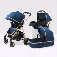 Vente Chaude Poussette Légère 3-en-1 Bébé Pliable Avec Nacelle et Siège Auto