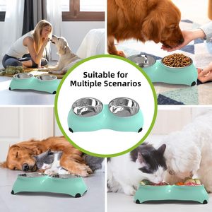 Ensemble de deux gamelles pour chien en acier inoxydable, petites, 4 oz, antidérapantes, pour l'alimentation des chiens - Product Image 1