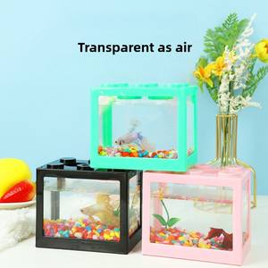 JSD Vente en gros <span class=keywords><strong>Aquarium</strong></span> de bureau en acrylique transparent Style moderne <span class=keywords><strong>Mini</strong></span> petite boîte rectangulaire en plastique Betta et poisson rouge - Product Image 3
