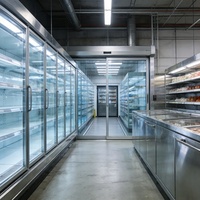 Chambre froide pour lait et boissons avec porte vitrée pour la présentation de produits laitiers et de boissons gazeuses en vente au détail