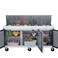 Réfrigérateur de comptoir à trois portes pour salades, pizzas, méga-bar, sandwichs, table de préparation de salades, congélateur, refroidisseur, certifié CE ETL