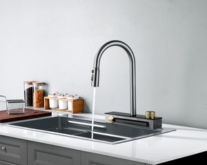 2025 moderne simple acier inoxydable 304 cascade robinet de <span class=keywords><strong>cuisine</strong></span> 316 <span class=keywords><strong>clé</strong></span> de Piano 4 fonctions volant pluie pulvérisateur tirer évier <span class=keywords><strong>mitigeur</strong></span> - Product Image 2