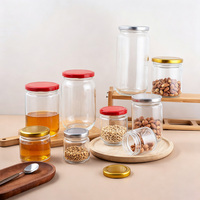 Pot en verre transparent personnalisé pour miel et confiture, rond, 100ml, 150ml, 200ml, 350ml, 500ml, 750ml, vide, avec emballage en boîte