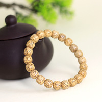Chaîne de perles de Bodhi Xingsu jaunes en forme de baril, couleur graisse de poulet
