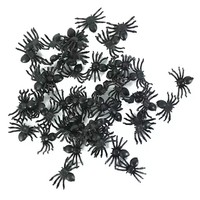 50pcs Halloween araignées lumineuses Mini noir en plastique fausse araignée jouets maison hantée araignée décor drôle blague blague réaliste accessoires