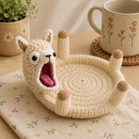 Sous-verre en crochet fait main motif animal, dessin animé, décoration de table, isolation thermique, support de tasse pour boissons de cuisine
