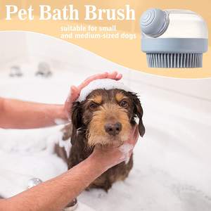 Brosse de bain pour chien, brosse de massage pour chiot en silicone avec distributeur de savon, pour le bain et la douche des animaux de compagnie - Product Image 4