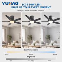 Ventilateur de plafond encastré BLDC 46-56 pouces avec pales en ABS pour villas, salles à manger, restaurants et écoles – Fabrication OEM/ODM