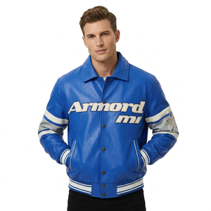 Blouson <span class=keywords><strong>aviateur</strong></span> en cuir de mouton français de qualité supérieure, sur mesure, style américain, broderie pour hommes, streetwear, veste en cuir - Product Image 4