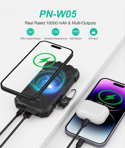 Batterie externe <span class=keywords><strong>solaire</strong></span> 10 000 mAh étanche avec charge rapide 15W, <span class=keywords><strong>chargeur</strong></span> sans fil, lumière LED USB – Idéale pour les randonneurs – Produit le plus vendu - Product Image 6