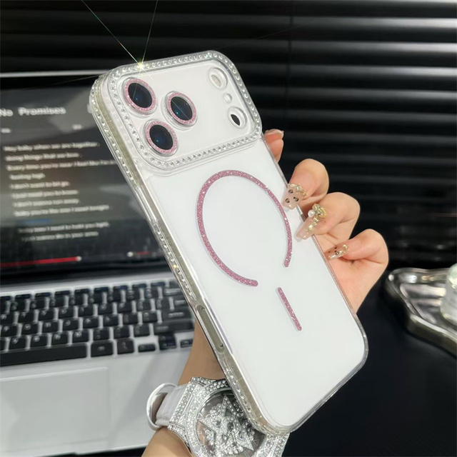 Bling Bling Diamond Phone Case Magnetic Camera Lens Protection Cover for Redmi Note 14S/14 Pro+/14 Pro/14/13