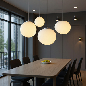 Moonlight Pine Pebble Pendant <b>Light</b> White PVC Led Chandelier For Home <b>Dining</b> Room Bedroom Study - Product Image 1