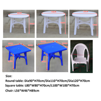 Accoudoirs empilables robustes au design moderne 2025 table et chaise de jardin en plastique coloré pour une utilisation dans la cour extérieure