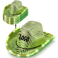 Cappello da Cowboy Personalizzato con Paillettes Verdi, Accessorio per Costume da Festa di Compleanno o Addio al Nubilato