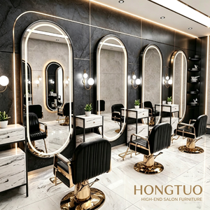 Z Barber Shop LED <b>Light</b> Wall-Mounted Makeup <b>Mirror</b> Modern Design Eco-Friendly Portable for Living Room Beauty Salon Hair Salon - Product Image 1