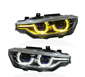 Faros Delanteros LED DRL de Actualización en Versión de Doble Color Amarillo y Blanco para BMW Serie 3 F30 2013-2019, Accesorios Ikon - Product Image 1