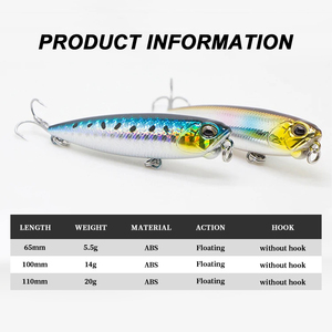 Señuelos de Pesca Tipo Lápiz de 12 Colores, 65mm, 100mm, 110mm, Señuelos Flotantes de ABS Tipo Walk the Dog para Pesca de Culter Alburnus y Lubina - Product Image 2