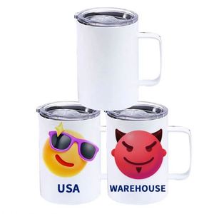 Taza de Café de Acero Inoxidable Aislada Personalizada de 12 Oz al por Mayor, Blanca para Sublimación, con Asa - Product Image 1