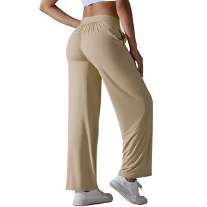 Pantalons de survêtement décontractés à cordon de serrage pour femmes, amples, respirants, droits, en toile, personnalisés, pantalons de yoga pour femmes, pantalons de jogging 2026 - Product Image 1