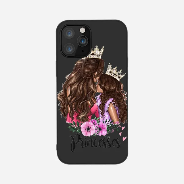 Super mamãe menina princesa tpu sacos de silicone capa para iphone 11/12/13/14/15 pro max uv impressão celular sublimação cas