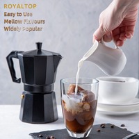 Pot Moka en aluminium de couleur personnalisé personnalisé 50ml 100ml 150ml ensemble de cafetière italienne portable avec boîte colorée