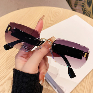Square Frameless <b>Sunglasses</b> Black UV400 PC Lens Men Outdoor Driving Cycling Party Stage Use - Product Image 1