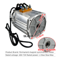 Motor DC elektrik PMSM kustom, Kit Motor DC elektrik torsi tinggi 60v72v 3kw dengan pengontrol motor sepeda Motor listrik roda tiga