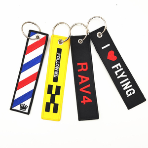 Wholesale Embroidery Key Tag Keychain Accessories Customized Colorful Embroidered Fabric Key Chain Woven Keytag Keychains Ring
