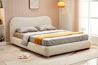 Cadre de lit en contreplaqué rembourré en tissu bouclé, best-seller UKFR, mobilier de chambre à coucher populaire, taille double