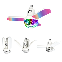 Lumière de Fête Lampe Disco 40W 50W LED Ampoule Pliable Ventilateur 4 Feuilles avec Télécommande Lumière RGB Haut-Parleur Musique Déformable E27