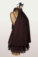 X1356 - Nouvelle Robe Mini Élégante d'Été à Volants, Sexy et Douce, Dos Nu, Col Halter, Taille Cintrée pour Femme