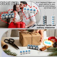 Wholesale 4 in 1 Transparent Stress Relief Clicker Toy Plastic Square Keyboard Fidget Keychain with LED Lights