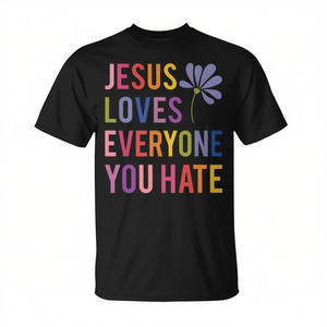 Camiseta Cristiana con Estampado Digital de Jesús Ama a Todos a Quienes Odias, Unisex para Adultos, Cuello Redondo, Manga Corta, Regalo Religioso - Product Image 3
