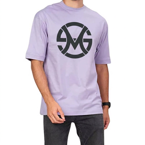 T-shirt à manches courtes pour homme, couleur violette, avec logo noir imprimé, col rond, coupe classique, 100% coton jersey, design respirant - Product Image 2