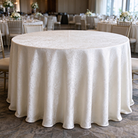 Nappe ronde en jacquard, linge de table élégant en satin pour hôtel, mariage, banquet et décoration de fête