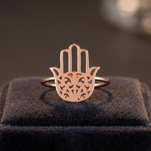 Bague Main Hamsa Dorée Bague Laiton Plaqué Or - Product Image 3