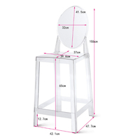 Chaises de bar modernes en acrylique transparent de luxe pour l'intérieur et l'extérieur