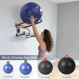 Estante de almacenamiento para pelotas de yoga montado en la pared, organizador duradero de 22-25 pulgadas para uso en el gimnasio en casa - Product Image 1