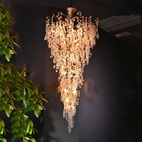 Lustre artistique en cuivre massif de luxe léger, doré, pour loft duplex à double hauteur, LED CRI 97 3000K, garantie 3 ans