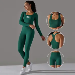 5 Stück Ropa Deportiva Mujer Tende ncia Trainings anzüge Nahtloses Sport training Benutzer definiertes Logo Fitness studio Yoga-Sets Fitness Frauen