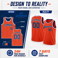 Ensemble d'uniformes de basketball pour enfants, maillot personnalisé en mesh respirant à rayures orange, coupe athlétique pour garçons, ligue junior, vente en gros pour équipes