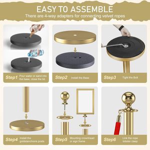 8 Postes <span class=keywords><strong>de</strong></span> Señalización con Cuerdas <span class=keywords><strong>de</strong></span> Terciopelo, Alfombra Roja y Marco para Letreros, Marco para Letreros Tamaño <span class=keywords><strong>A4</strong></span> para Decoración <span class=keywords><strong>de</strong></span> Fiestas con Alfombra Roja - Product Image 6