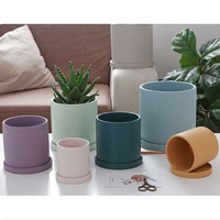 Vente en gros Mini jardinière Morandi Pot de fleur en céramique Pot de fleur d'intérieur Logo personnalisé plante de Cactus succulent Pots décoratifs avec plateau