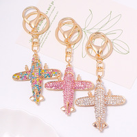 Nouvel Arrivage Porte-clés Mini Avion Tendance en Cristal Entièrement Strassé, Breloque de Voyage pour Garçons et Filles, Accessoire Quotidien, Commande en Gros