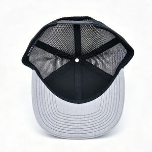 Casquette de camionneur en maille gris-noir avec broderie, polyester/coton, unisexe, réglable, respirante, pour sports de plein air - Product Image 5